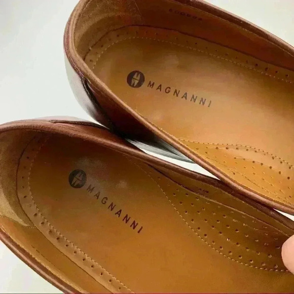 Magnanni mens loafers size 12 cognac brown leather main image 4